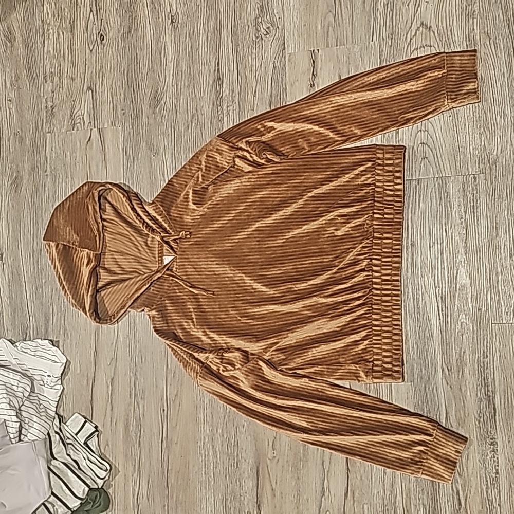 Cropped velvet hoodie